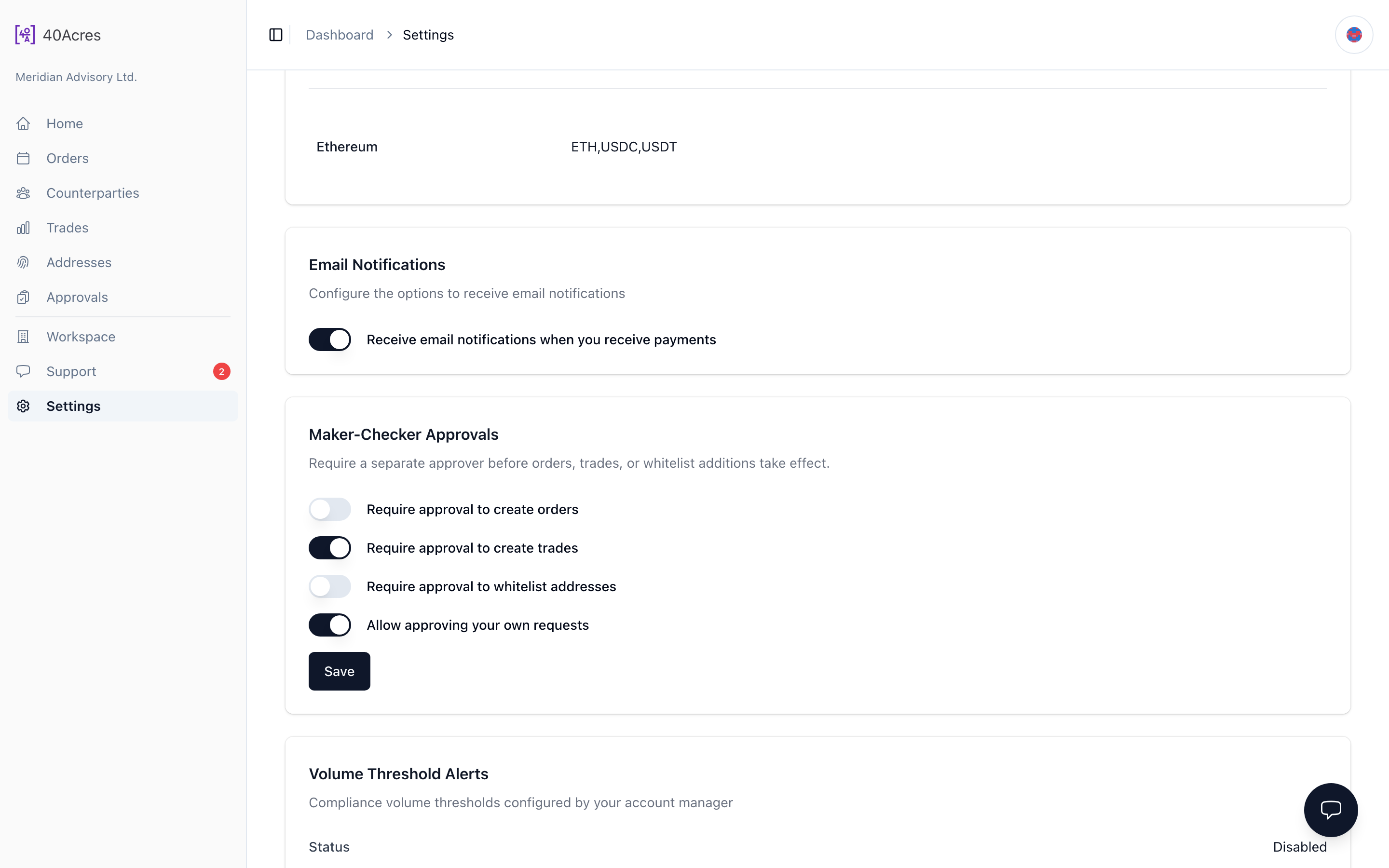 Settings — /dashboard/settings